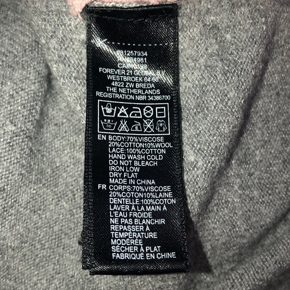 Forever 21 Lace Overlay Pink Gray Sweater - Picture 5 of 5